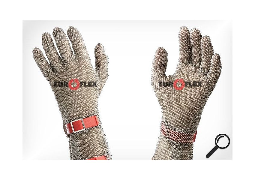 Kovová pletená rukavica EUROFLEX, manžeta 8 cm