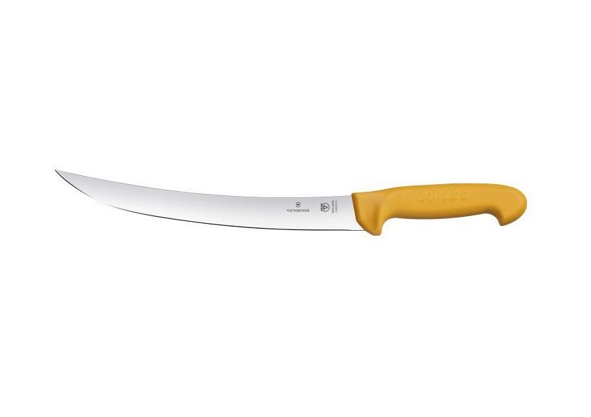 SWIBO rozrábkový nôž s ohnutou čepeľou žltý, pevný, 22cm, 5.8435.22