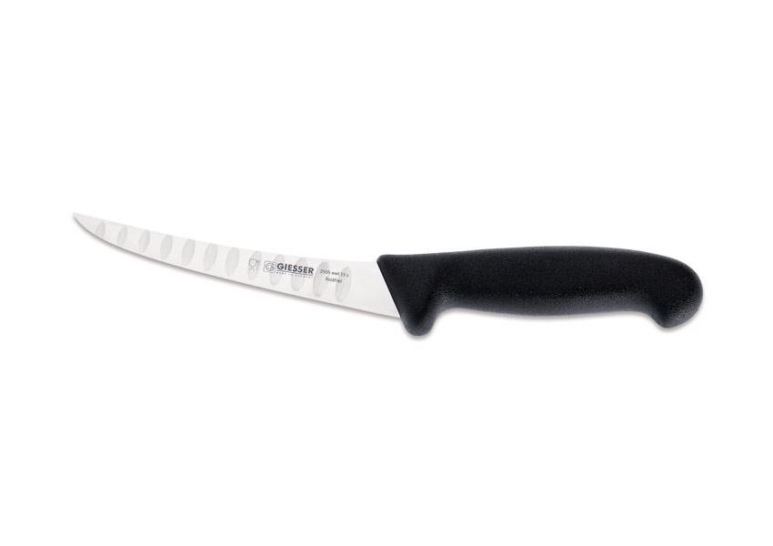 Giesser, vykosťovací vrúbkovaný nôž, 15 cm v čiernej farbe, 2505wwl-15