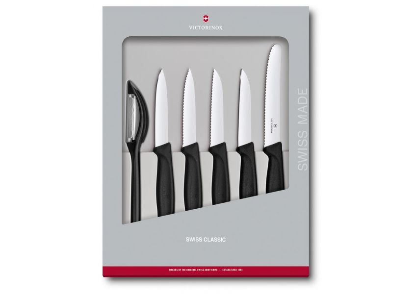 Victorinox, Sada krájacích nožov v čiernej farbe 6-dielna, 6.7113.6G