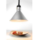 Hendi lampa na ohrev jedál – závesná, kužeľová, strieborná, 230V/250W, ø275x(V)250mm